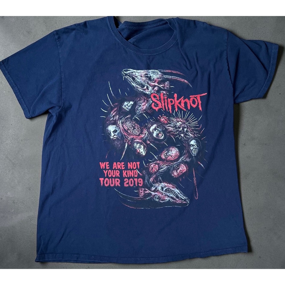 Slipknot We Are Not Your Kind Tour 2019 T-Shirt Navy Blue Mens Large Volbeat